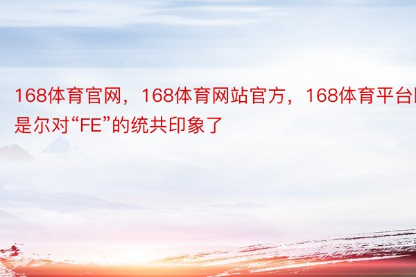 168体育官网，168体育网站官方，168体育平台即是尔对“FE”的统共印象了