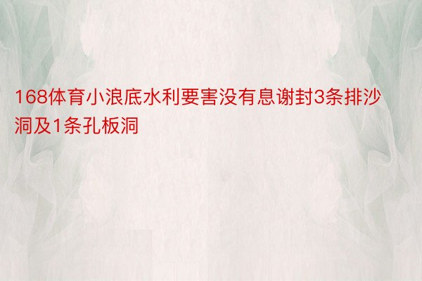 168体育小浪底水利要害没有息谢封3条排沙洞及1条孔板洞